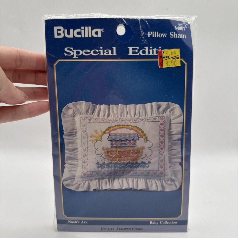 Bucilla Special Edition Stamped Pillow Sham Noah's Ark Baby Collection Kit 64007